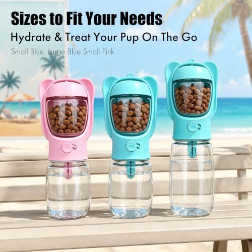 2 in 1 Dog Water Bottle with Food Container, Portable Leakproof Pet Water Dispenser & Bowl, Fits Dogs and Cats (Blue, Small) - Image 7