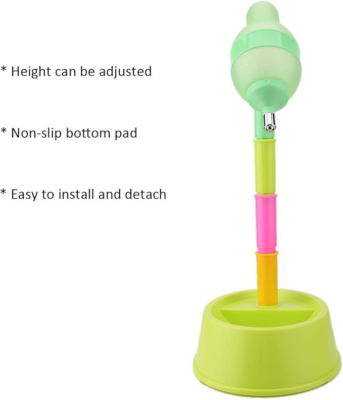 Pet Water Bottle Stand, 650ml No Drip Dog Drinking Dispenser with Adjustable Height Automatic Cat & Dog Water Dispenser Bowl Non Slip Pet Fountain for Indoor Use (Green)