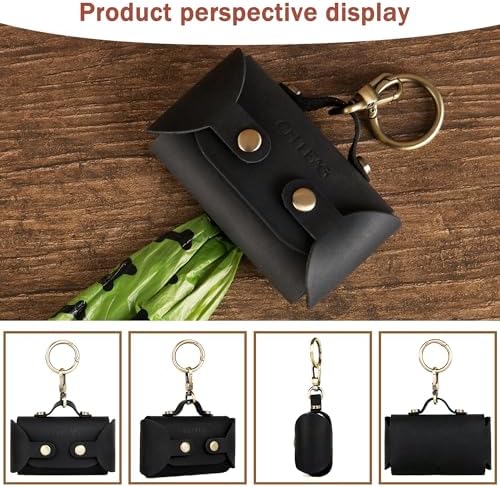 Handmade Leather Dog Poop Bag Dispenser with Belt Attachment,Durable, Stylish Waste Bag Holder, Dog Walkers, Brass Metal Clip, Charcoal Black - Image 2