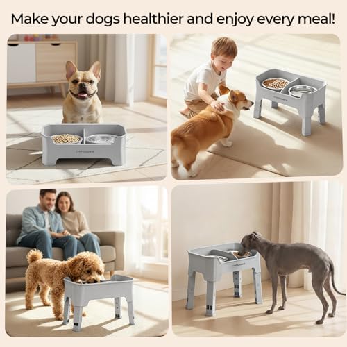 URPOWER Mess Proof Elevated Dog Bowls, Splash Guard Raised Bowl Stand - Image 7