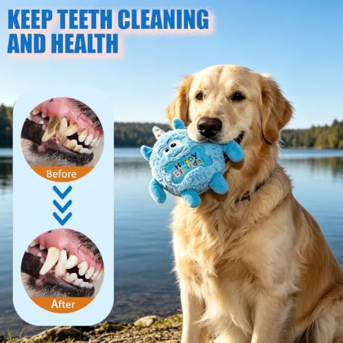 Monster Dog Birthday Toy for Gifts, Stuffed Dog Plush Toy, Blue - Image 7