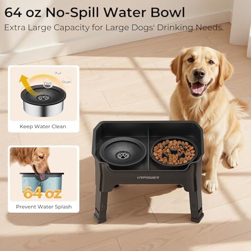 URPOWER Mess Proof Elevated Dog Bowls 4 Height Adjustable Raised Stand - Image 2