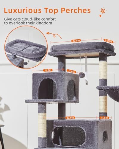 Taoqimiao Cat Tree, 49In Cat Tower for Indoor Cats Large Adult - Image 7