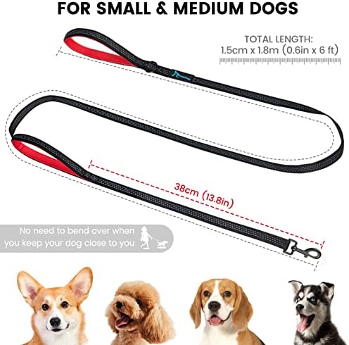 Dog Leash for Small to Medium Dogs 6 ft x 0.6" with 3 Reflective Stitching and 2 Traffic Padded Handles Dog Lead/Rope, Pet Leash for Running Walking Training (Pink 1 Pack - 6 ft x 0.6 in) - Image 2
