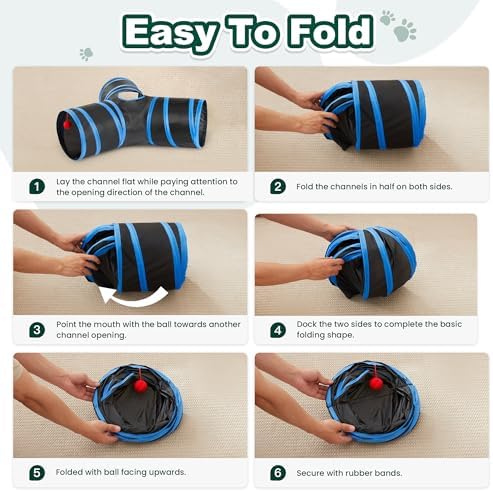Love's cabin Cat Tunnel for Indoor Cats, 3-Way Collapsible Play Tunnel - Image 7