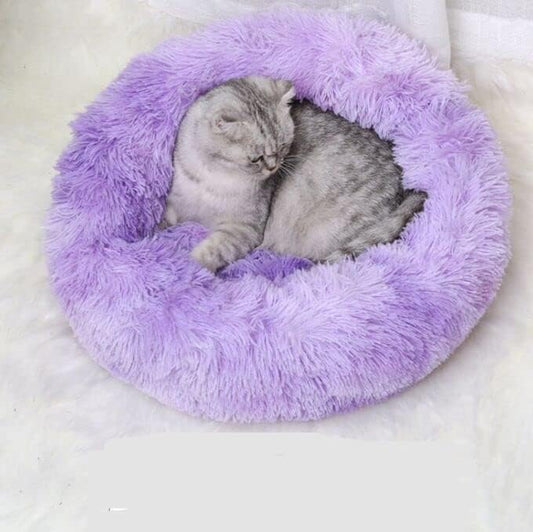 Large Cat Beds for Indoor Cats - Dog Beds for Small Medium Dogs, Large Cat Bed Washable 24 Inches, Anti Anxiety Round Fluffy Plush Faux Fur Pet Bed - Image 2