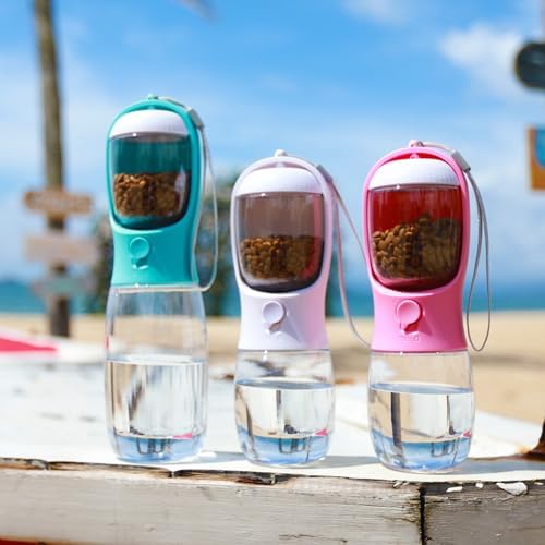 Dog Water Bottle with Food Container, Portable Leak Proof Pet Water Dispenser for Walking Hiking Travel, Puppy Essentials Accessories for Small Large Dogs, Dog Gifts (10oz/15oz/19oz) - Image 2