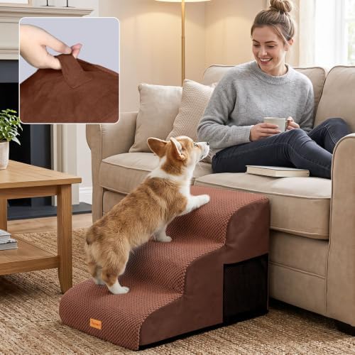 Dog Stairs for Small Dogs, 3-Step Non-Slip Foam Pet Steps for Couch Bed - Image 7