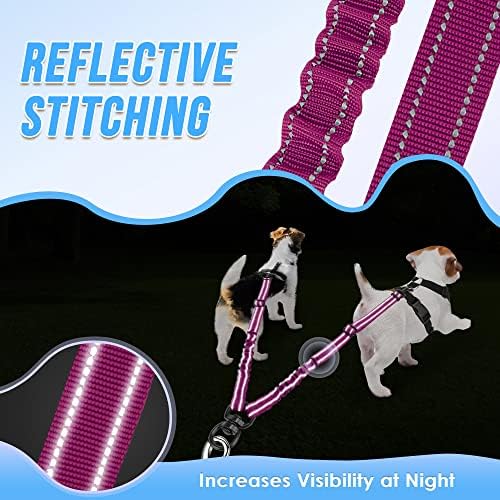 AUTOWT Double Dog Leash, No Tangle 360°Swivel Rotation Reflective Lead Attachment Adjustable Length Dual Two Dogs Lead Splitter, Comfortable Shock Absorbing Walking Training for 2 Dogs - Image 7