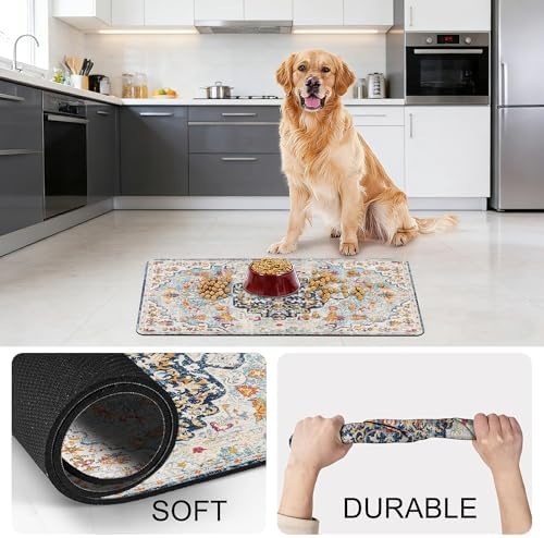 Cat Food Mat Pet Feeding Mats Dog Bowls Mat Cat Water Mat 12x20 Inch Boho6 - Image 7
