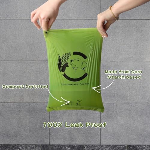 Certified Home Compostable Dog Poop Bags, 120 Plant Based Bags (8 Rolls) - Image 2