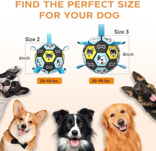 Dog Toy Soccer Ball with Straps, Herding Ball for Dogs, Outdoor Interactive Dog Toy, Dog Fetch Toy, Ideal for Medium & Large Dogs, Great Puppy Birthday (6 Inch) - Image 7