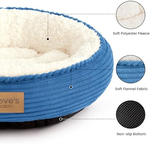 Love's cabin Round Donut Cat and Dog Cushion Bed, 20in Pet Bed for Cats or Small Dogs, Anti-Slip & Water-Resistant Bottom, Super Soft Durable Fabric Pet beds, Washable Luxury Bed Royal Blue - Image 2