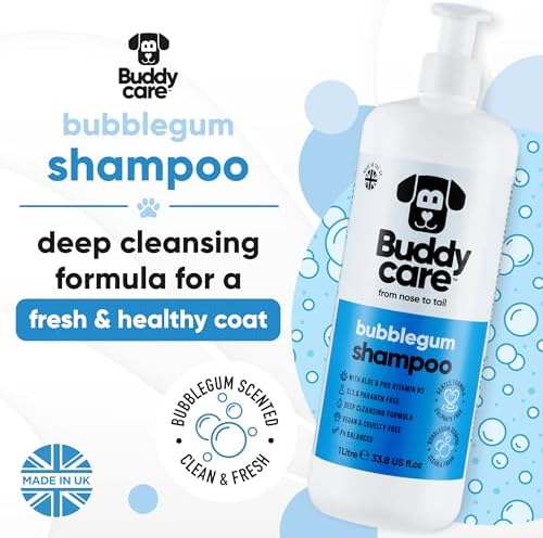 Bubblegum Dog Shampoo by Buddycare | Deep Cleansing Shampoo for Dogs | Bubblegum Scented | with Aloe Vera and Pro Vitamin B5 (33.8oz) - Image 2