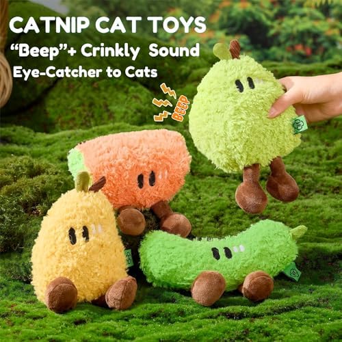 Cat Toy Kicker Pillows, Plush Catnip Cat Toy with Crinkle and Beep Sound, Interactive Toy for Kitten Feline Chew Enrichment, 5.91” Size for Bored Indoor Adult Cat Soft Cuddle Scratch Play - Image 2