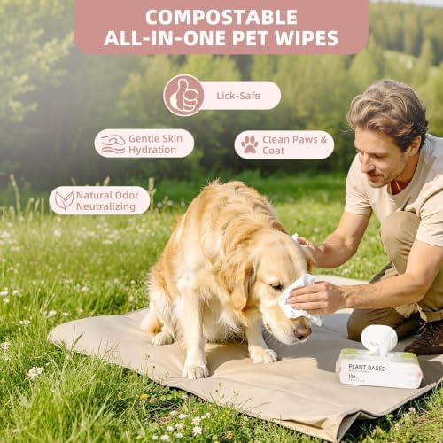 IMMHABI 100 Count Lick-Safe Dog Wipes, Coconut Plant-Based Hypoallergenic Dog Wipes for Paws, Butt, and Anal Gland Care, Cleansing & Deodorizing for Puppies - Image 5