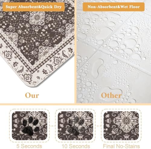Dog Food Mat for Floors Waterproof Quick Dry Pet Placemat Cat Feeding Bowls Mats for Food and Water, Eco-Friendly Dog Accessories Diatomite Pets Supplies 16" X 24" - Image 2