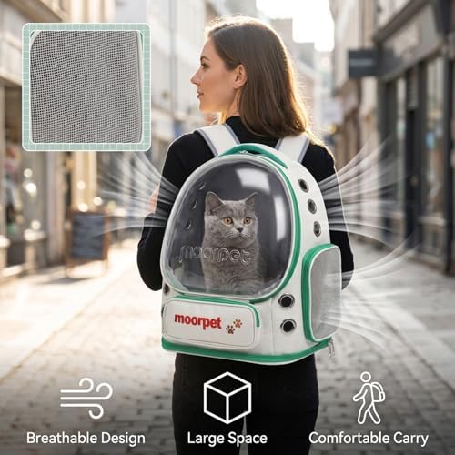 Cat Backpack Carrier, Transparent & Foldable Bubble Pet Backpack for Cats and Dogs, Breathable Kitten Carrier with Side Mesh and Pocket, Portable Travel Bag for Hiking, Walking, Vet (Purple) - Image 2