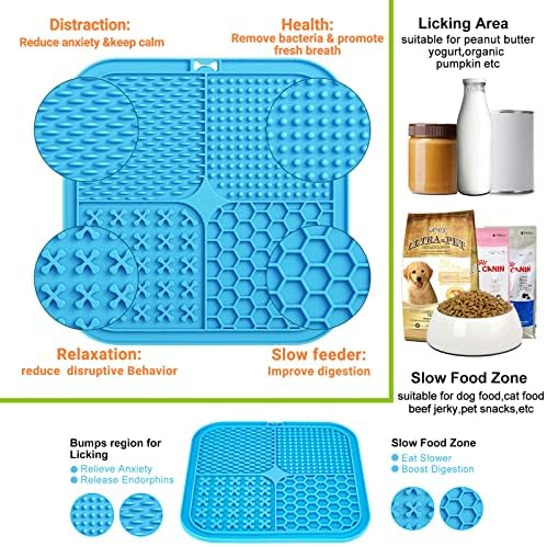 Lick Mat for Dogs, 2 Pcs Dog Lick Mat with Suction Cups for Anxiety, Peanut Butter Dog Licking Mat Slow Feeder Dispensing Treater Lick Pad for Dogs Cats Grooming Bathing and Training Large - Image 2
