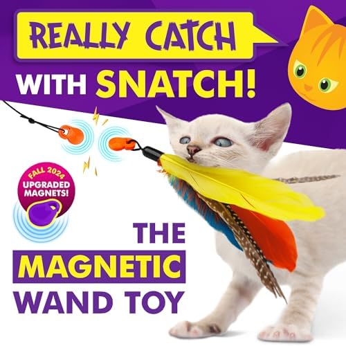 Cat Amazing Snatch - Magnetic Cat Wand Toy! Telescoping, Durable Feather Toy for Cats - Fishing Pole & Teaser Wand String Stick - Cats Can Really Catch! - Image 2