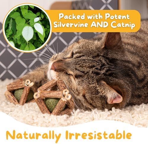 Hide & Scratch Silvervine Catnip Balls 3 Pack Hand Woven Cat Chew Toys - Image 2