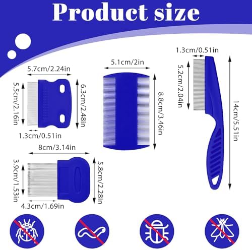 6-Pack Flea Comb for Dogs and Cats, Stainless Steel Dog Cat Grooming Combs with Rounded Tooth for Remove Fleas Lice Eggs Double-Sided Tear Stain Remover Pet Dematting Kit for All Types of Pets - Image 2