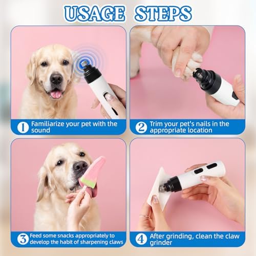 2-Speed Silent Groom Pro Nail Grinder, Rechargeable Quiet Dog Nail Trimmer, Gentle Electric Pet Nail Grinder Tool for Medium Small Dogs & Cats - Image 7