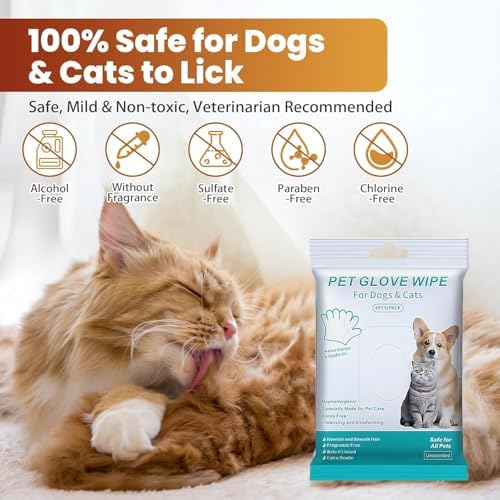 Thick Pet Glove Wipes for Dog & Cat - 6 Pack Disposable Grooming Gloves, Dog Bath Brush, Cat Shedding Glove, Pet Washing Mitt, Unscented - Image 5