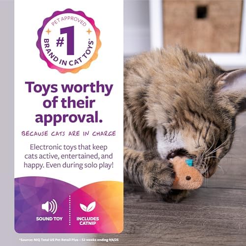 SmartyKat Chickadee Chirp Electronic Sound Cat Toy, Contains Catnip, Battery Powered - Light Brown, One Size - Image 2