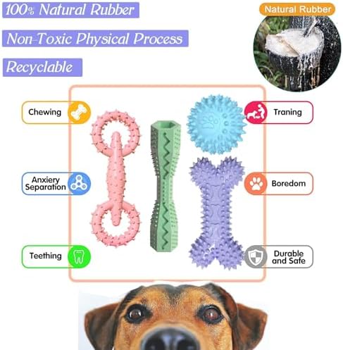 4-Pack Teething Toys Dog Chew Toys for 2-8 Months Puppy,Mix Color - Image 2