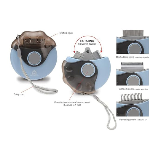 Blue 3-in-1 Multi-function Pet Comb