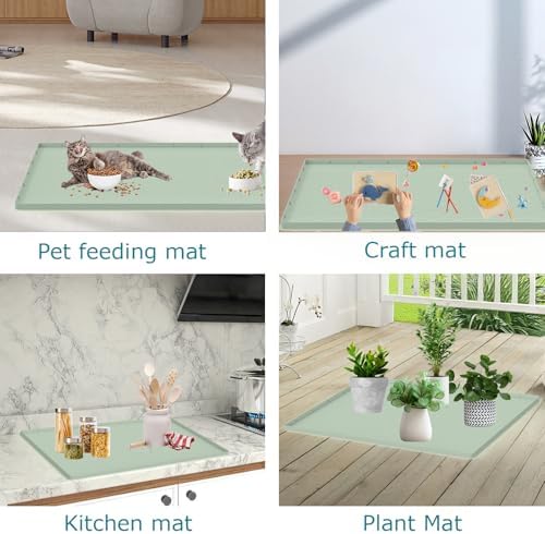 Cat Litter Mat, Silicone Large Cat Mat for Litter Box - 34x22 in, Waterproof & Non-Slip, Durable & Easy Clean, Green - Image 7