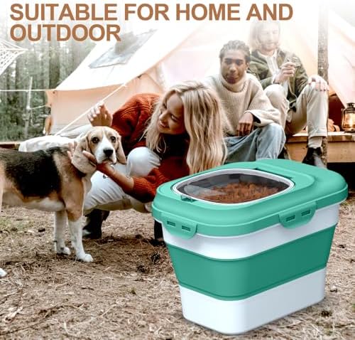 TIOVERY Dog Food Storage Container, 10lb to 13lb Collapsible Dog Cat Food Containers with Airtight Clear Flip-top and Pet Food Scoop, Pet Food Storage Container Bin for Dog Cat Bird Other Pets (Green) - Image 6
