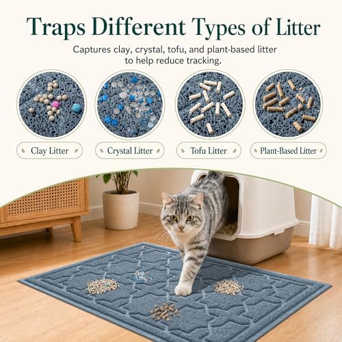 Yimobra Cat Litter Mat, Waterproof Litter Trapping Mat, 24x20, Tea Blue - Image 2