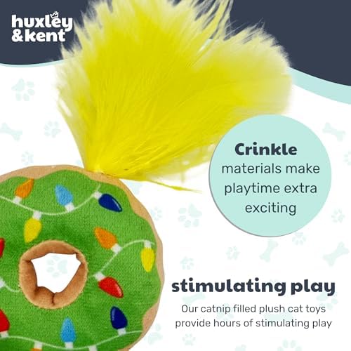 Huxley & Kent Plush Crinkle Catnip Cat Toy, Lit Donut - Image 7