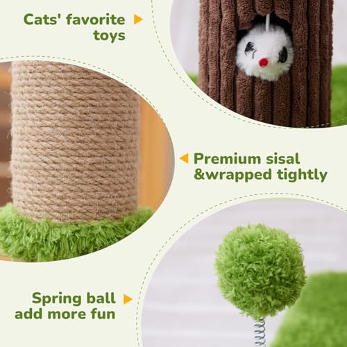 Woochpet Funny Cat Scratching Posts Sturdy Scratcher Posts 33'' Green - Image 2
