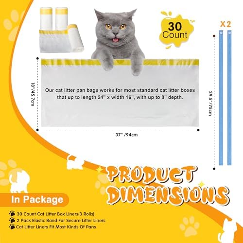 Jumbo Cat Litter Box Liners 37" x 18",30 Count Jumbo Extra Thick With 3 Mil Cat Waste Litter Bags Extra Heavy Duty Large Drawstring Kitty Litter Pan Bags For Pet Supplies - Image 2