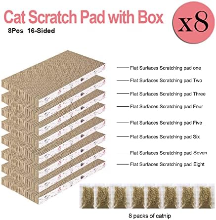 8 Packs in 1 Cat Scratch Pad, Cat Scratcher Cardboard,Reversible,Durable Recyclable Cardboard, Premium Scratch, Suitable for Cats to Rest, Grind Claws and Play - Image 2