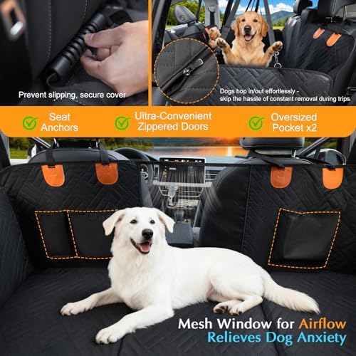 Dog Truck Seat Cover for Back Seat,Hard Bottom Dog Hammock for Car, Pet Bed Extender for 2-4 Large Dogs with Waterproof Fabric,Holds 420 lbs Pet Hammock for Crew Cab Truck/SUV(Black,XL Size) - Image 7