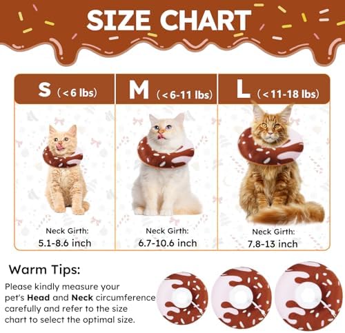 Hpetppy Cat Cone Collar Soft, Cat Recovery Collar for Wound Healing Cute Donut Adjustable Kitten Cones to Stop Licking Comfortable Lightweight Neck Elizabethan Collars for Cats Kittens After Surgery - Image 2