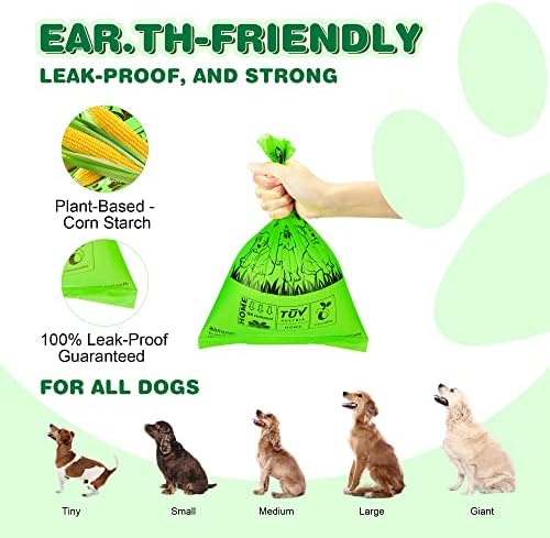 Dog Poop Bag Rolls 570 Count with Dispenser, Biodegradable Unscented Pet Waste Bags, Guaranteed Extra Thick, Leak Proof Doggie Refill Bags for Easy Cleanup, Big Size 9 x 13 Inches - Image 2