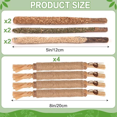 FOIMAS Silvervine Sticks Cat Toys,10pcs Cat Chew Stick Catnip Chew Toy Interactive Cat Toy for Cat Kitten Teeth Cleaning Treat Toys Indoor Outdoor - Image 7