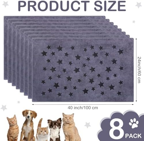 Chumia 8 Pcs Dog Towel for Drying, 40 x 24 Inch, Star, Gray - Image 2