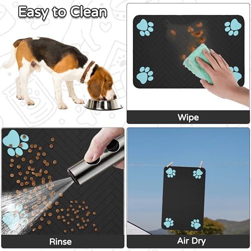 Dog Cat Food Mat, Absorbent Pet Feeding Mat for Food and Water Bowl - Image 7