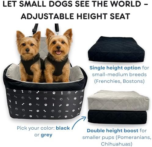 OtterPets Dog Car Seat for Small Dogs & Medium Under 30 lbs, Bonus Safety XS Harness, Dog Booster Car Seat with Thick Cushions, 3Storage Pockets with Zipper, 2 Safety Belts - Image 2
