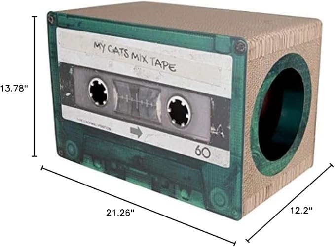Mixtape Cardboard Cat Scratcher, Large (54 x 31 x 35 cm), Black