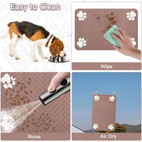 Dog Cat Food Mat, Absorbent Pet Feeding Mat for Food and Water Bowl - Image 7