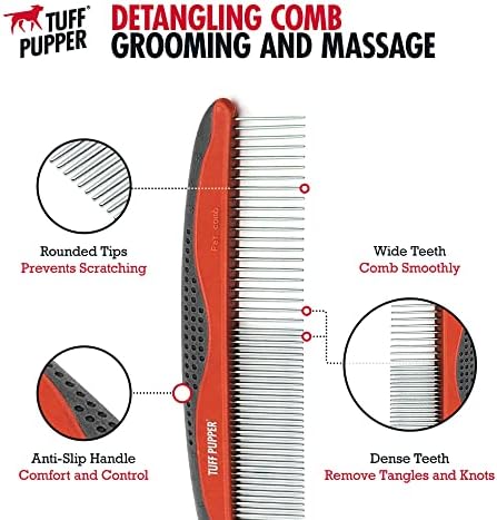 Tuff Pupper Dog Grooming Comb Set | Easily & Safely Remove Matted Knotted Hair | Ergonomic Pet Detangling Combs | No-Slip Safety Handle | Rounded Tips Prevent Scratching | For Poodles & Curly Hair - Image 2