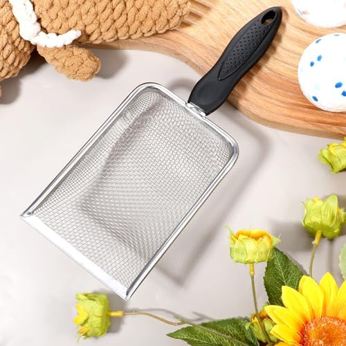 Stainless Steel Mesh Litter Shovel, Fine Mesh Metal Reptile Litter Cleaner Scooper, Black Non-Slip Handle Sifter for Lizard Substrate Reptile Terrarium Sand Waste - Image 7