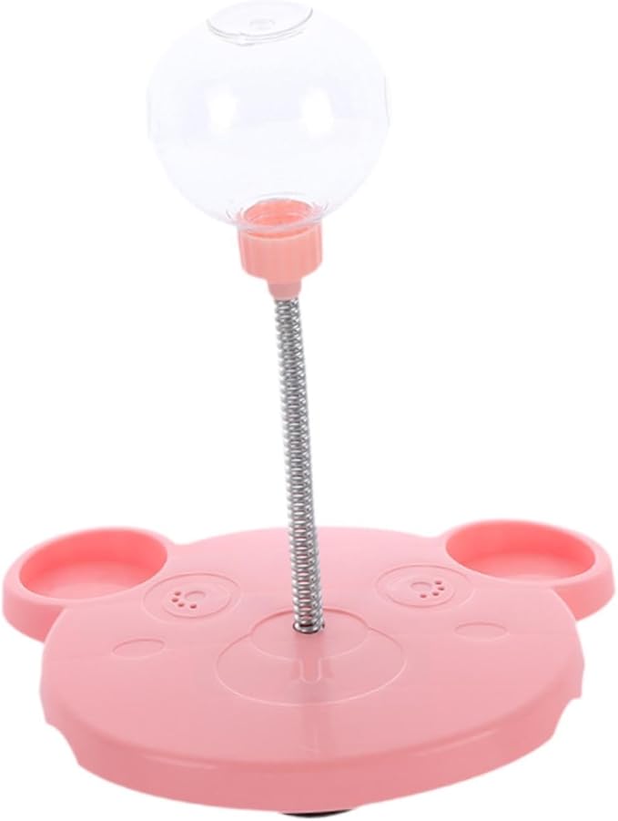 Dog Cat Slow Feeder Toy, Pet Feeding Toy Treat Ball,Funny,Interactive,Cat Treat Toy Food Dispenser for Kitty Indoor Puppy Exercise, Bear, Pink